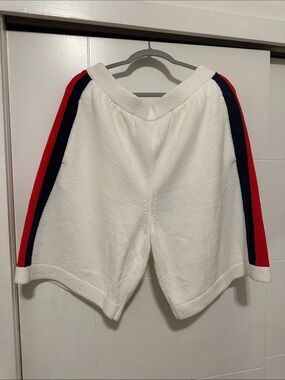 Gucci White Athletic Shorts with Red and Navy Side Stripes